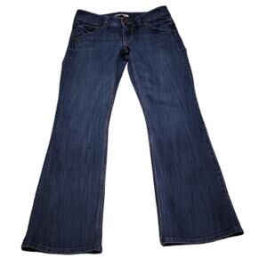 Cabi Women's Mid Rise Boot Cut Dark Wash Button Flap Pocket Demin Jeans Size 2